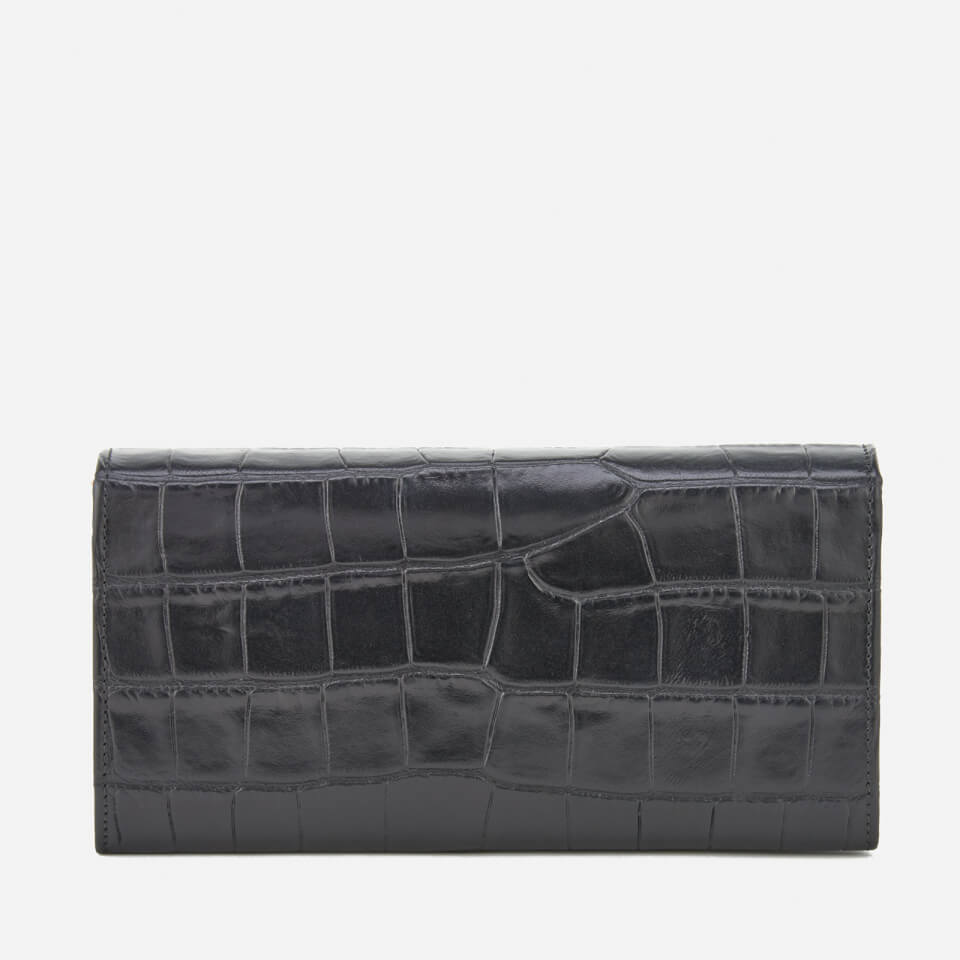 Vivienne Westwood Women's Royal Oak Croc Leather Long Wallet with Chain - Black