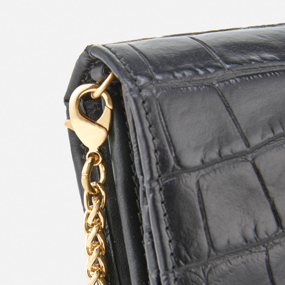 Vivienne Westwood Women's Royal Oak Croc Leather Long Wallet with Chain - Black