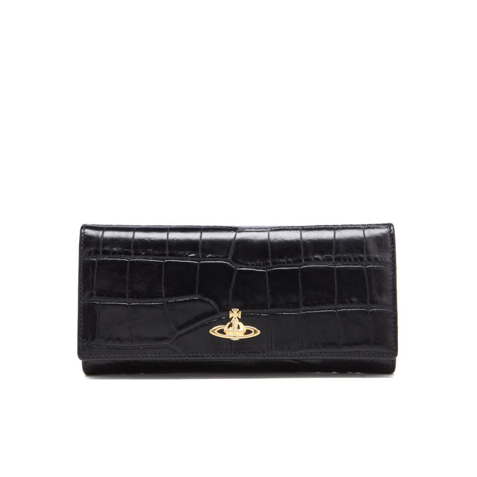 Vivienne Westwood Women's Royal Oak Croc Leather Credit Card Purse - Black