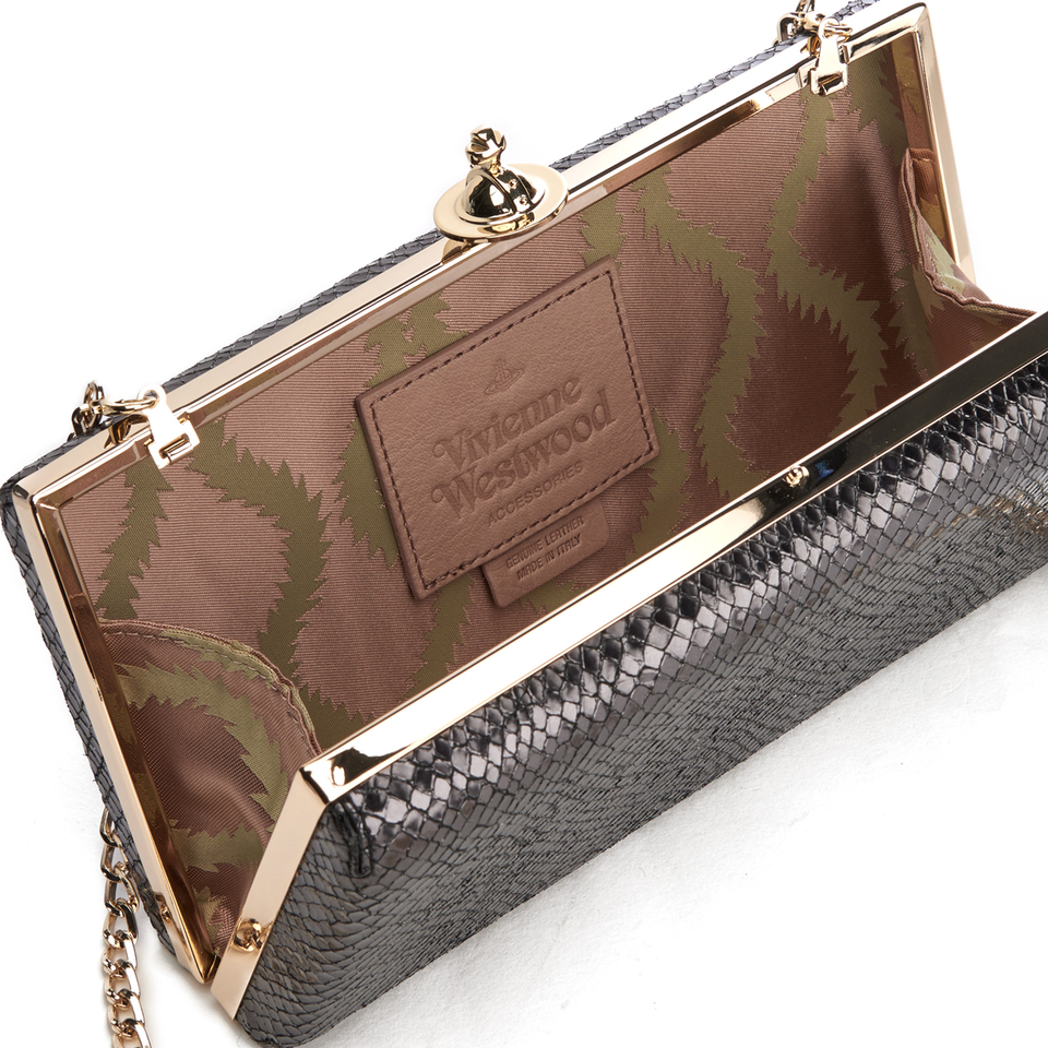 Vivienne Westwood Women's Verona Metallic Leather Large Clutch Bag with Chain - Black