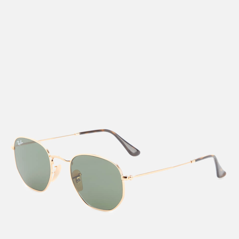 Ray-Ban Hexagonal Metal Frame Sunglasses - Gold/Green