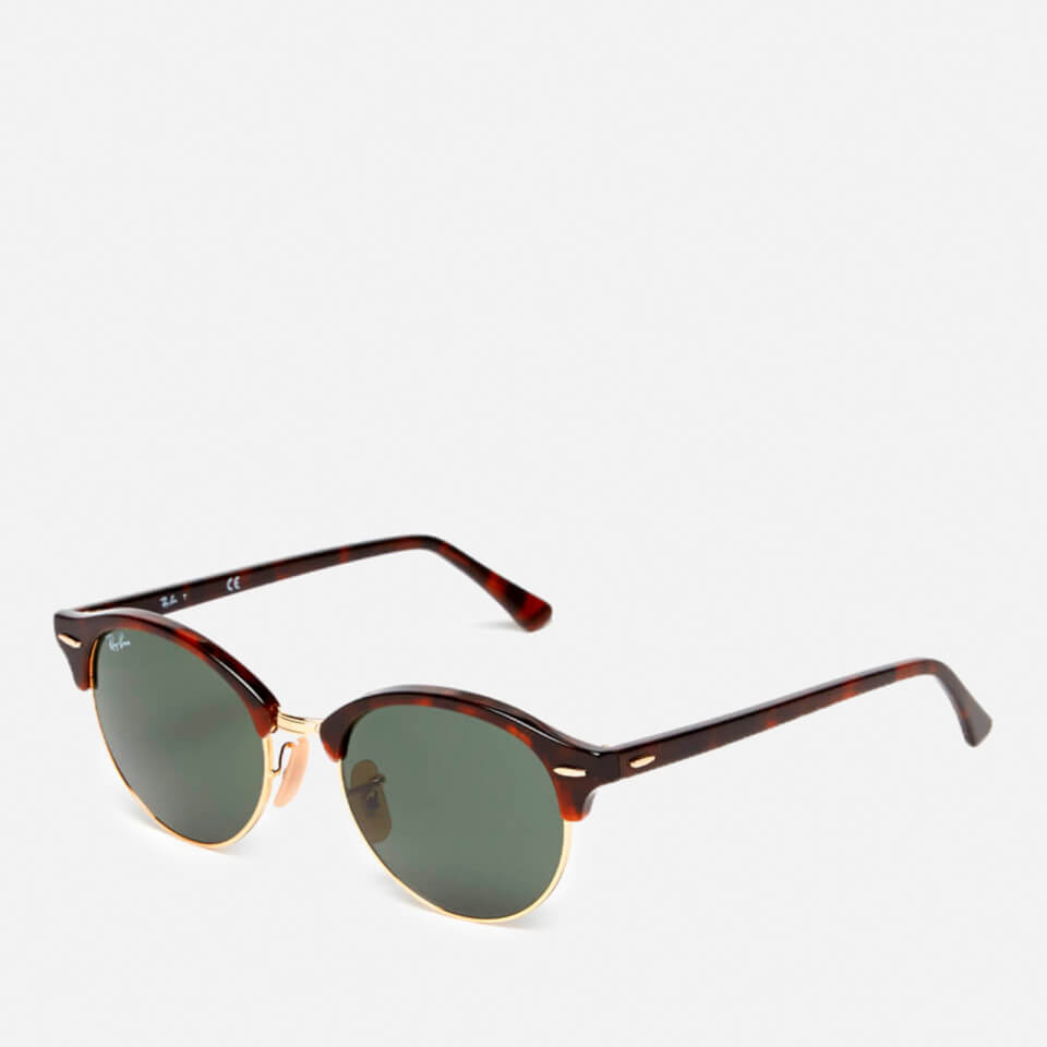Ray-Ban Clubround Flat Lenses Half Metal Frame Sunglasses - Red Havana