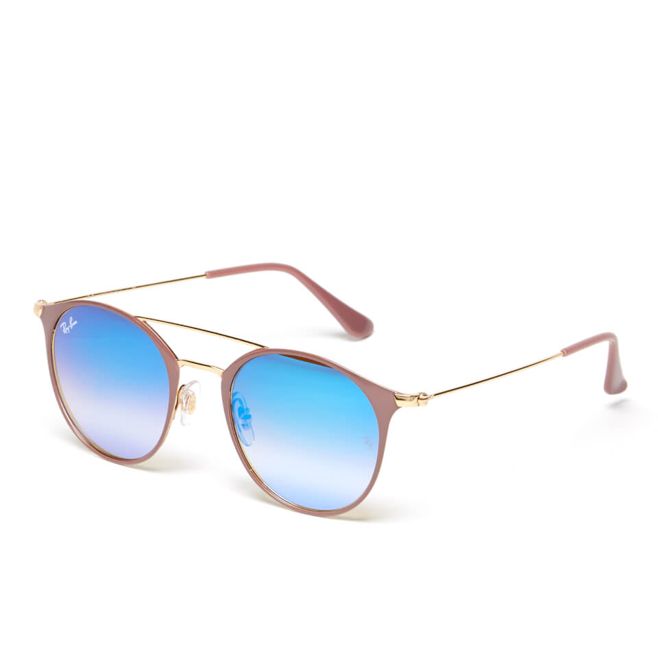 Ray-Ban Round Metal Rose Frame Sunglasses - Gold Top Beige/Blue Flash