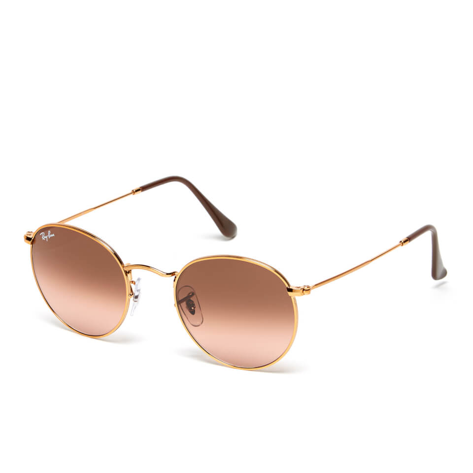 Ray-Ban Round Flat Lenses Bronze Copper Frame Sunglasses - Pink/Brown Gradient