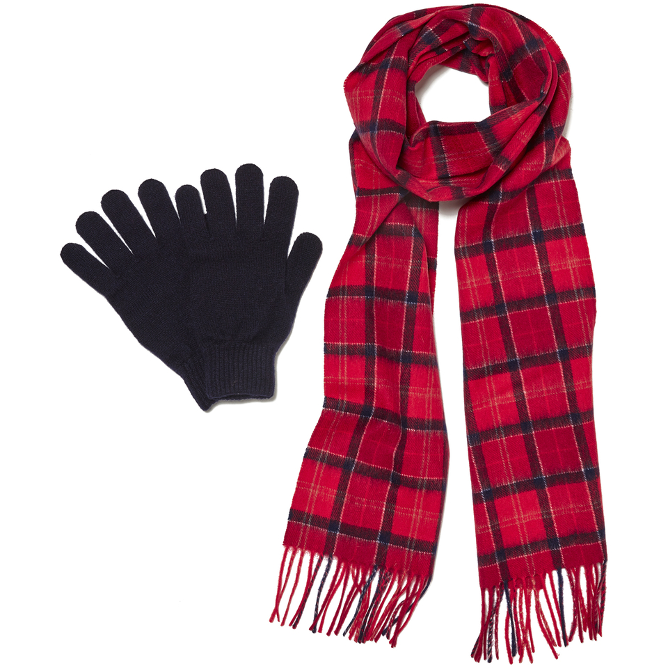 Barbour Scarf and Gloves Set - Cardina