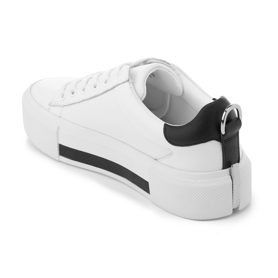 Kendall Kylie Women s Tyler Leather Flatform Trainers White Black Allsole
