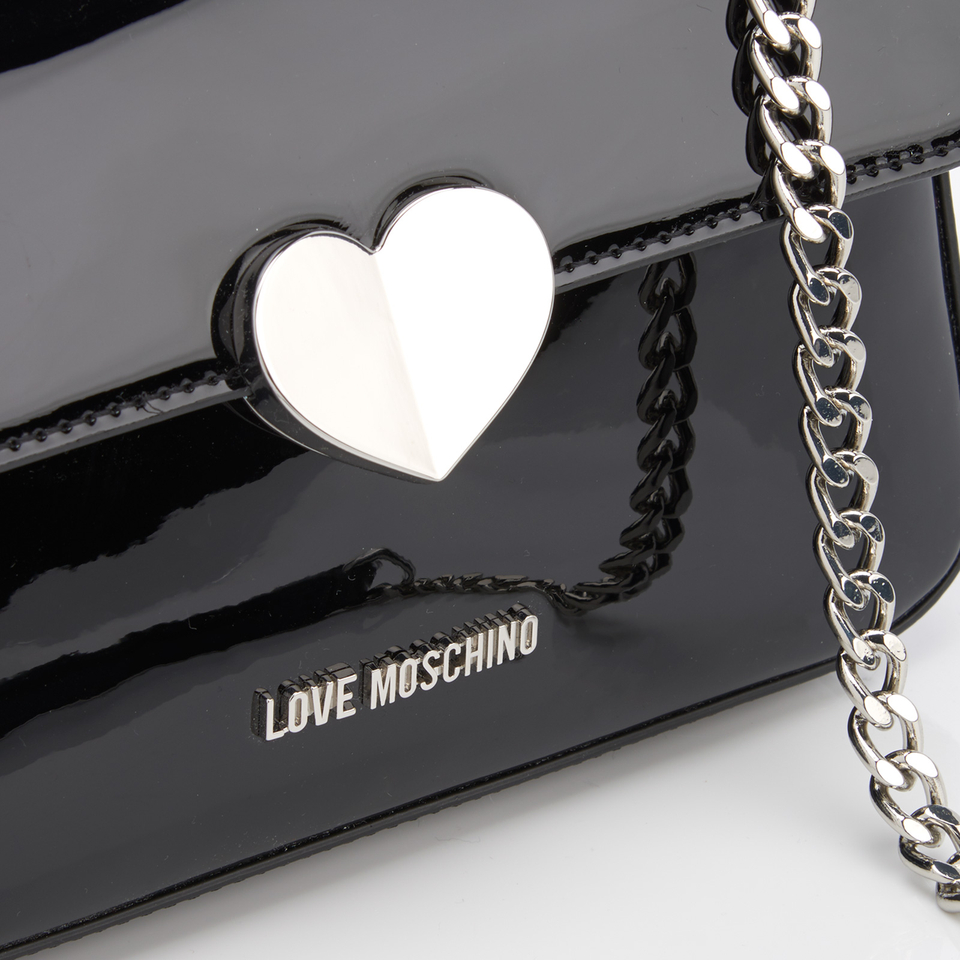 Love Moschino Women's Love Mini Heart Double Chain Strap Shoulder Bag - Black
