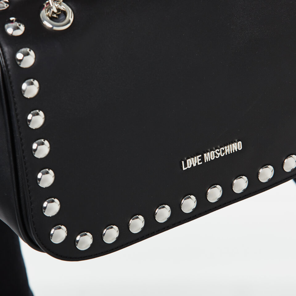 Love Moschino Women's Studs Double Chain Shoulder Bag - Black
