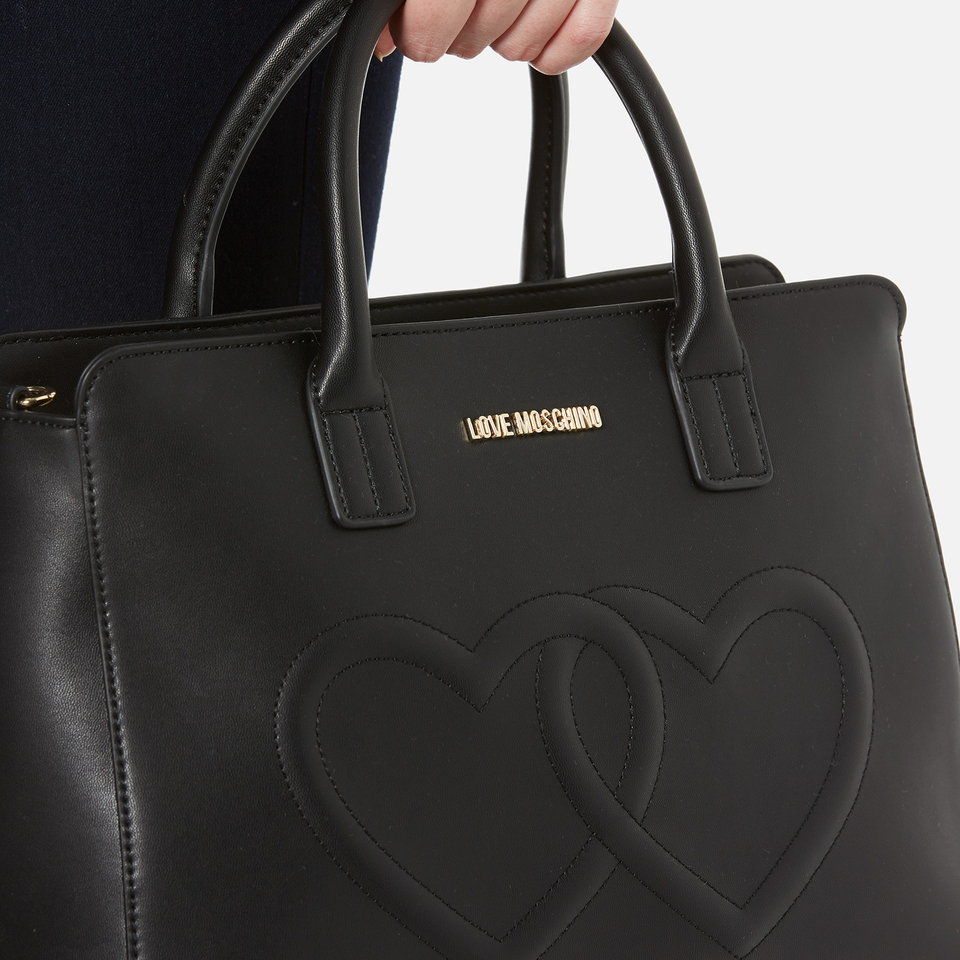 Love Moschino Women's Love Heart Embossed Tote Bag - Black