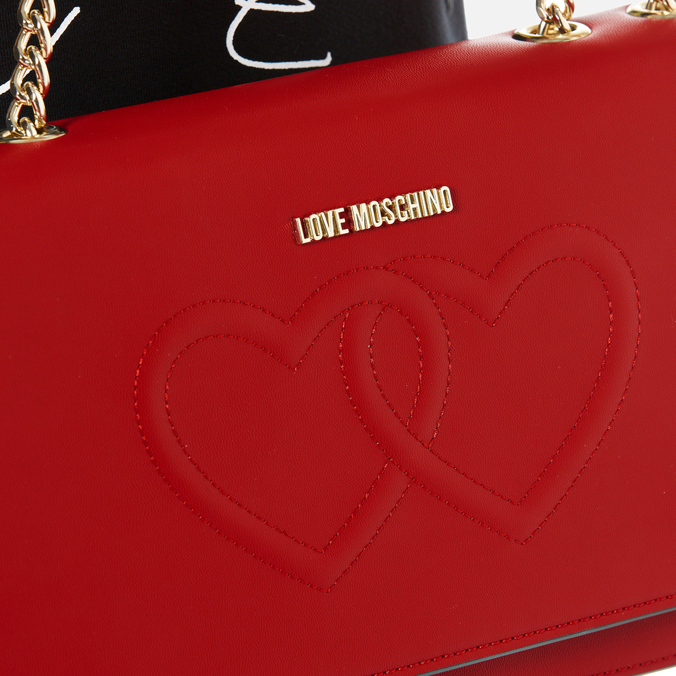 Love Moschino Women's Love Heart Embossed Cross Body Bag - Red