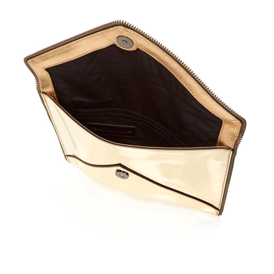 Rebecca Minkoff Women's Mirrored Metallic Leo Clutch Bag - Pale Gold
