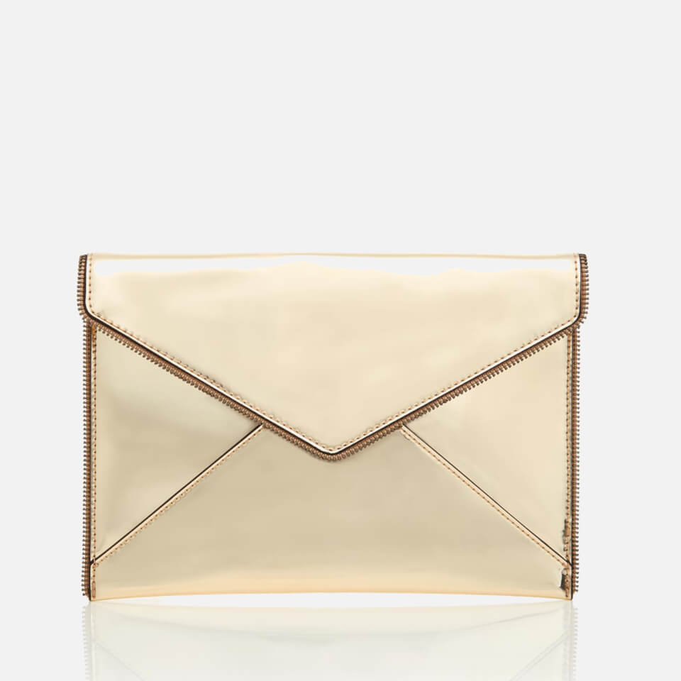 Rebecca Minkoff Women's Mirrored Metallic Leo Clutch Bag - Pale Gold