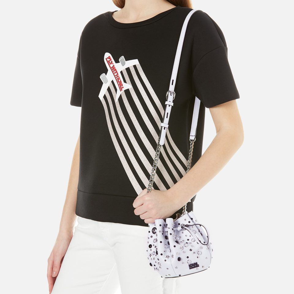Karl Lagerfeld Women's K/Rocky Stud Drawstring Bag - White