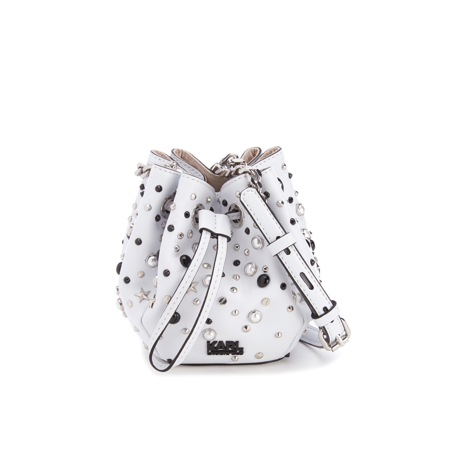Karl Lagerfeld Women's K/Rocky Stud Drawstring Bag - White
