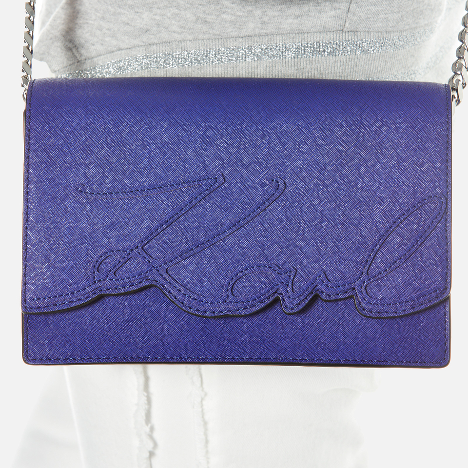 Karl Lagerfeld Women's K/Signature Shoulder Bag - Blue