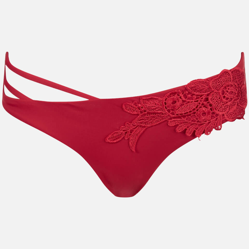 MINKPINK Women's Forbidden Fruit Lace Bikini Bottoms - Cherry Red