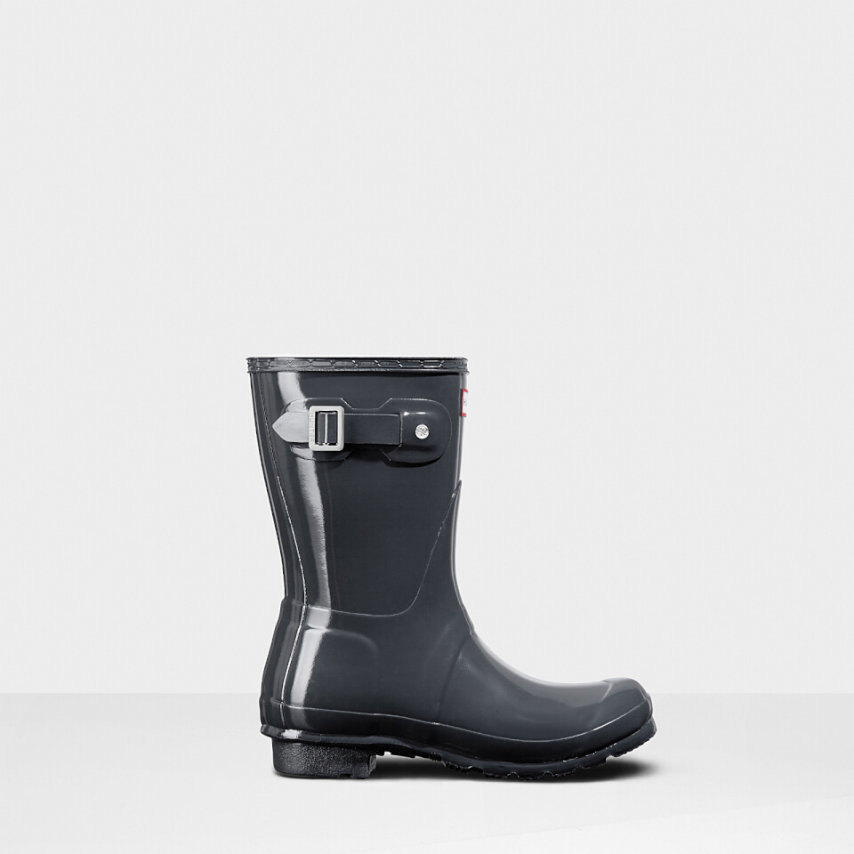 Hunter short gloss rain boots black on sale