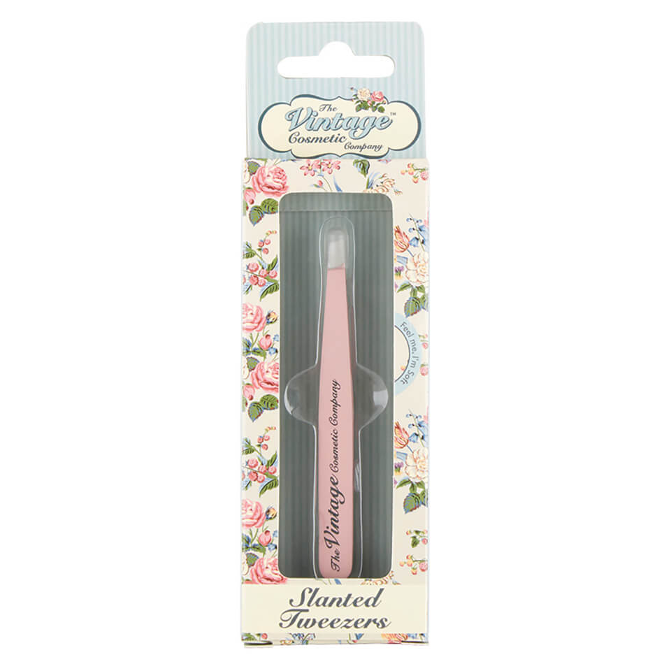 The Vintage Cosmetics Company Slanted Tweezers Soft Touch - Pink
