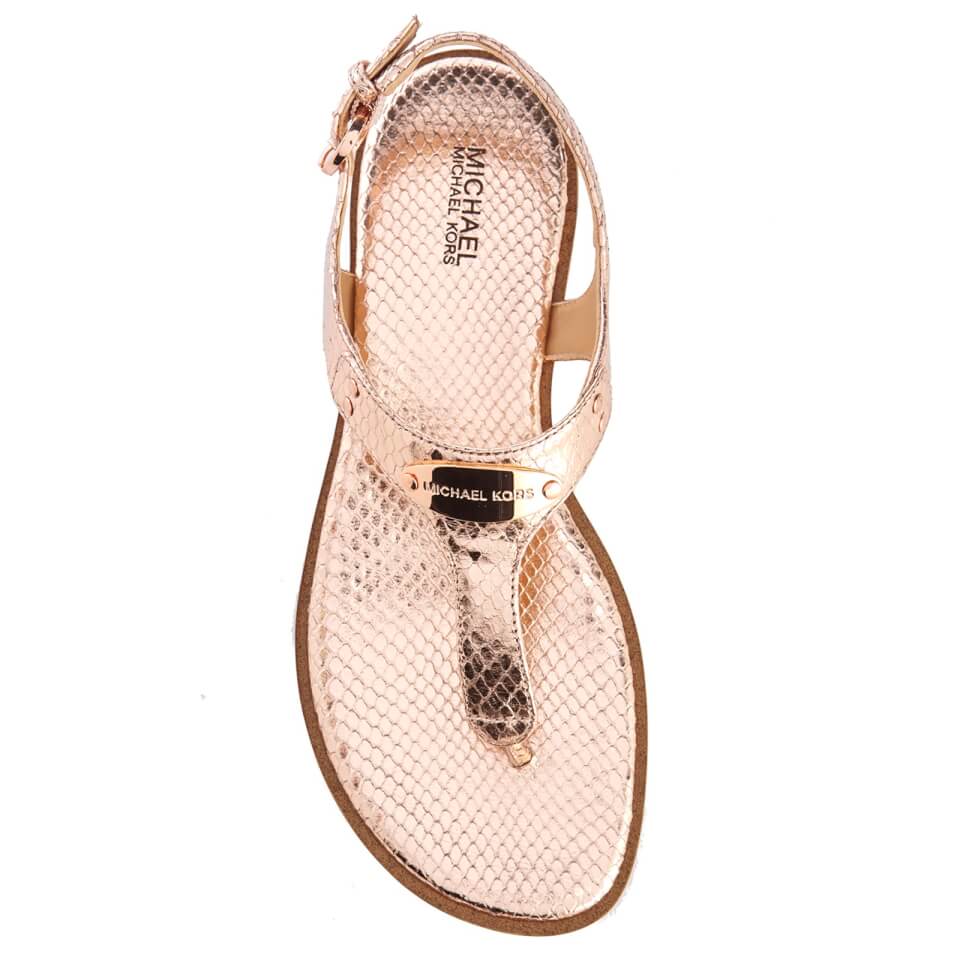 MICHAEL MICHAEL KORS Women s MK Plate Toe Post Sandals Rose Gold Coggles