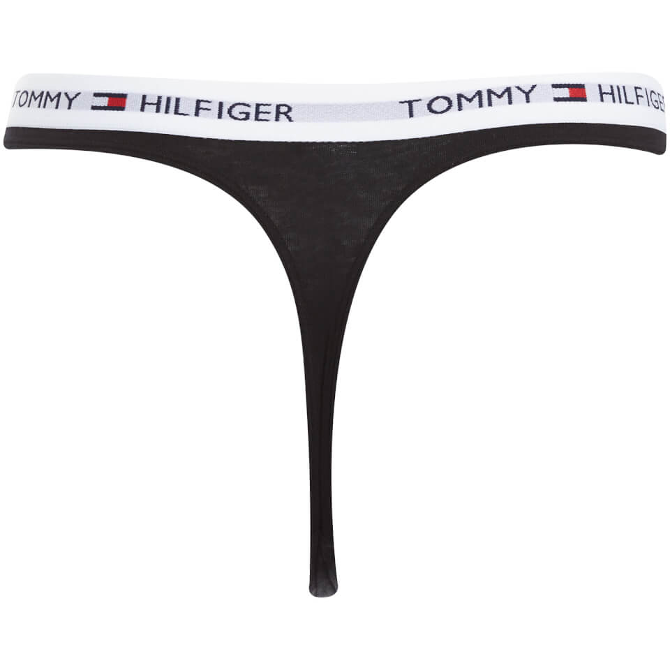 Tommy Hilfiger Women's Cotton Thong Iconic - Black