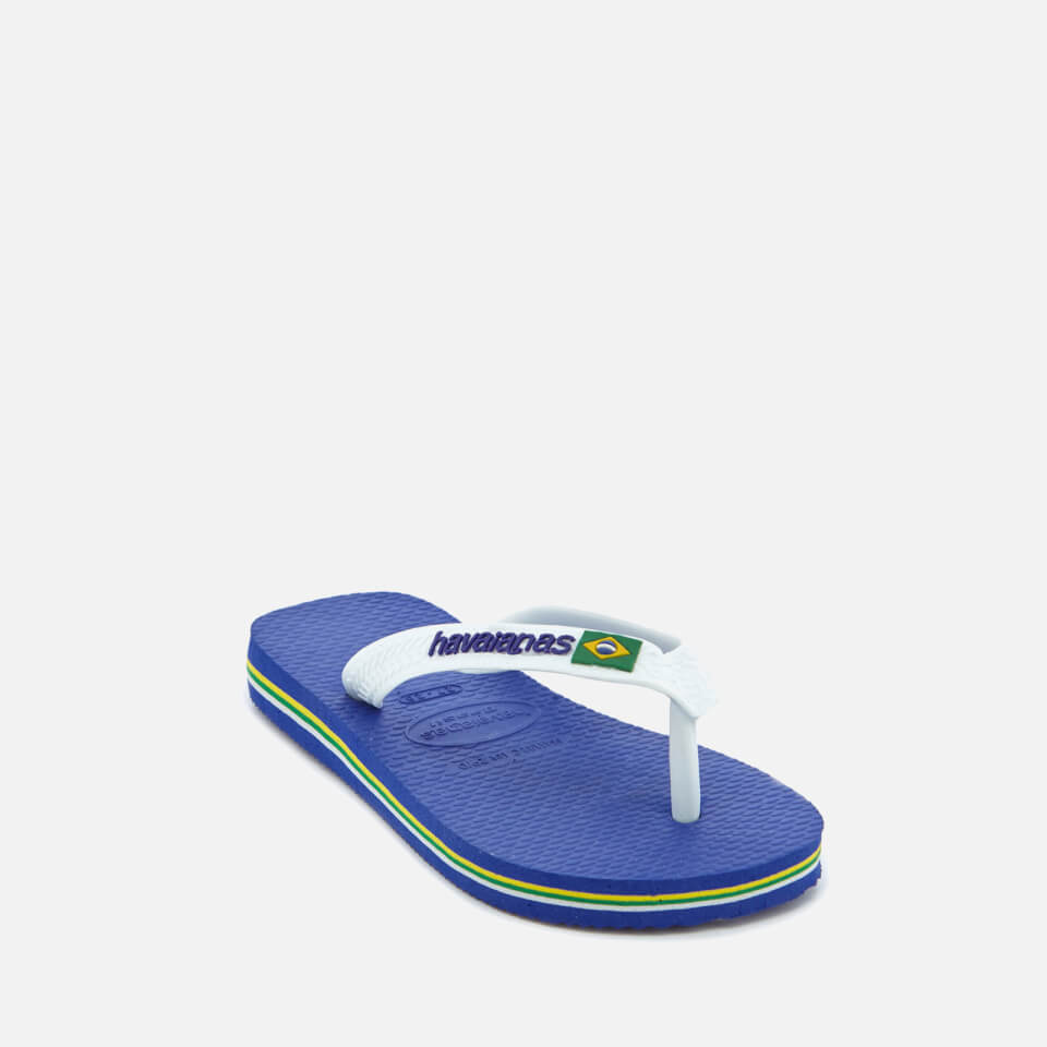 Havaianas Kids' Brasil Logo Flip Flops - Marine Blue
