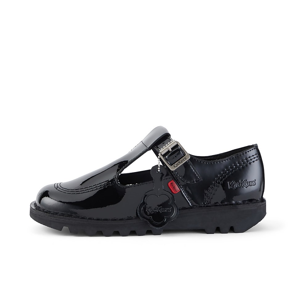 Adult Womens Kick T Bar Patent Leather Black