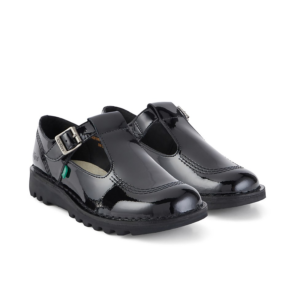 Adult Womens Kick T Bar Patent Leather Black