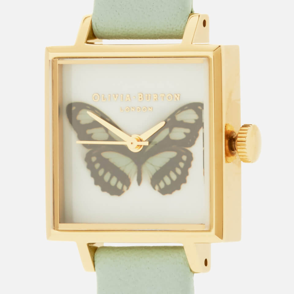 Olivia Burton Women's Butterfly Midi Square Dial Watch - Mint/Gold