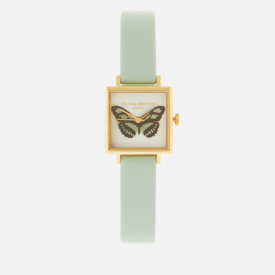 Olivia Burton Women's Butterfly Midi Square Dial Watch - Mint/Gold