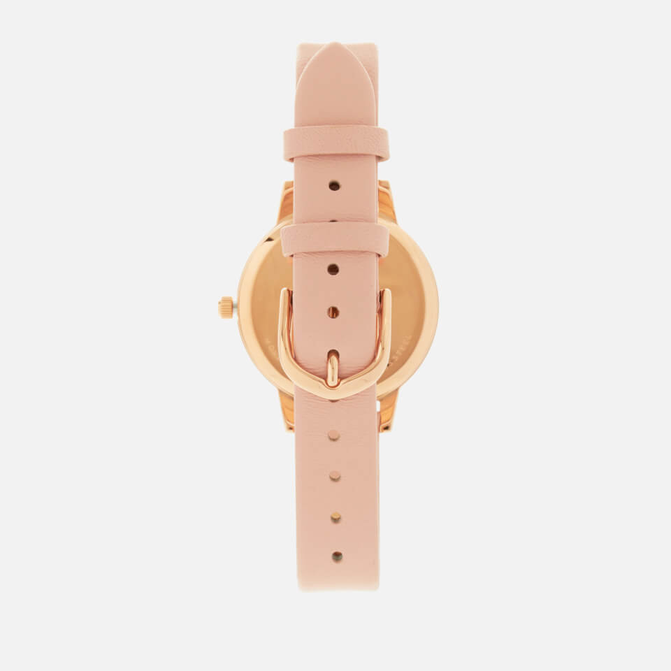 Olivia Burton Women's Moulded Bee Midi Dial Floral Watch - Dusty Pink/Rose Gold