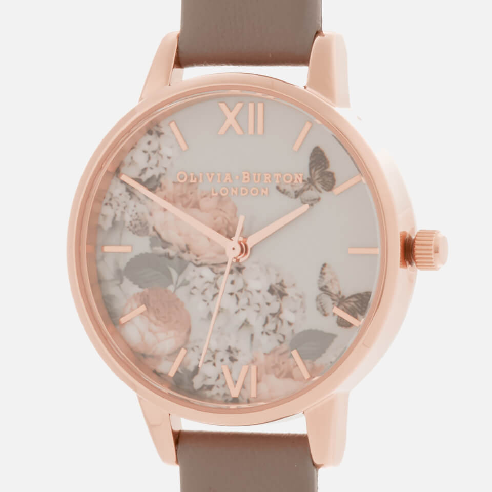 Olivia Burton Women's Signature Floral London Midi Dial Watch - Grey/Rose Gold