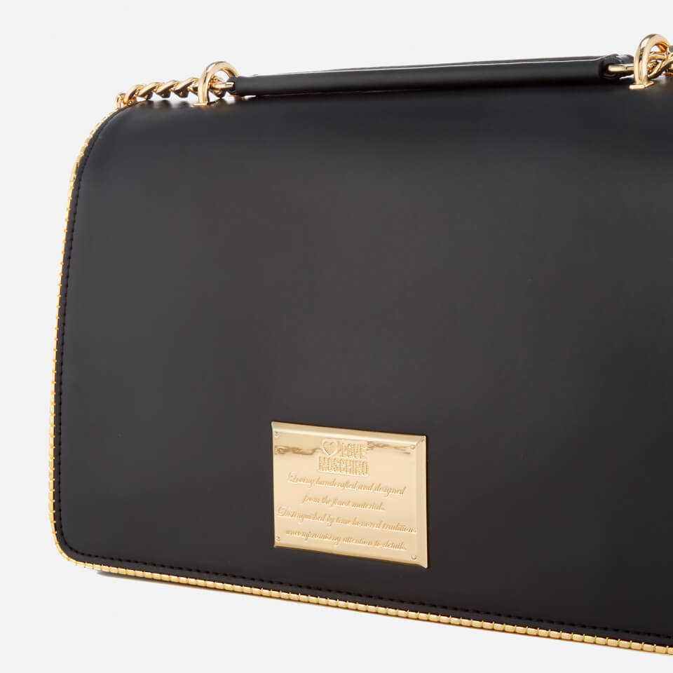 Love Moschino Women's Gold Plate Shoulder Bag - Black