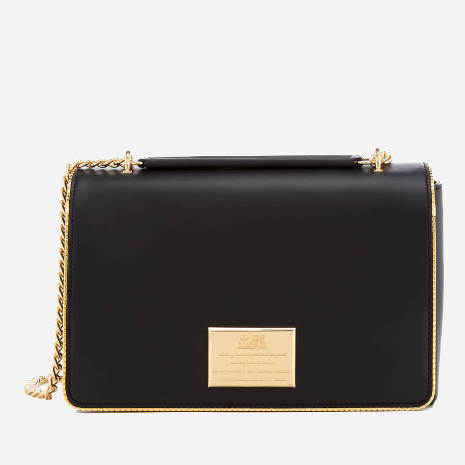 Love Moschino Women's Gold Plate Shoulder Bag - Black