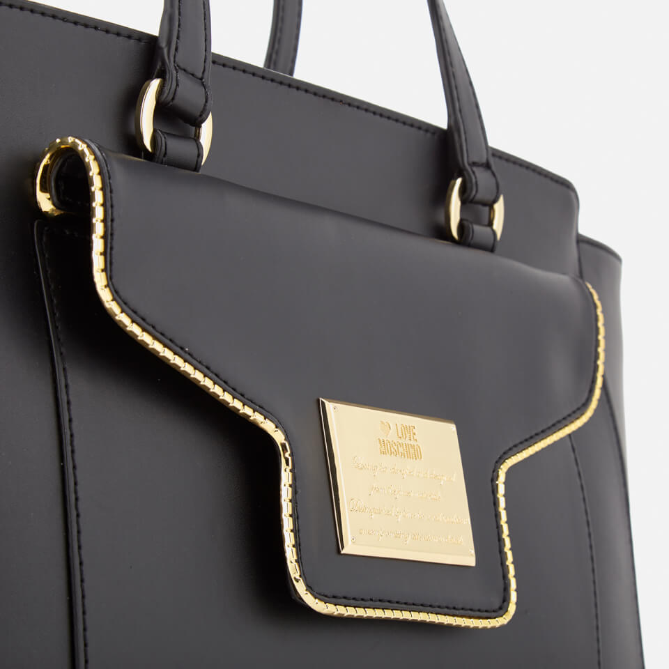 Love Moschino Women's Gold Plate Tote Bag - Black