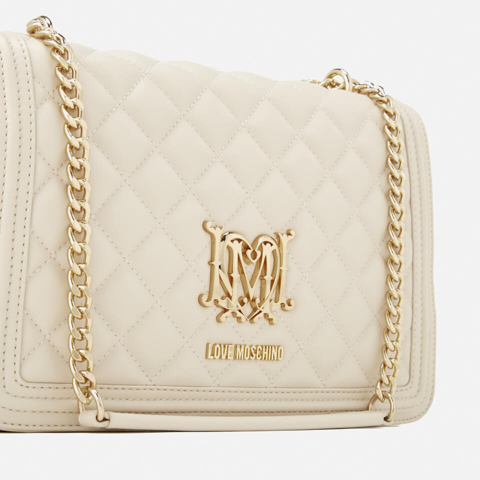 Love Moschino Women's Quilted Medium Flap Shoulder Bag - Ivory