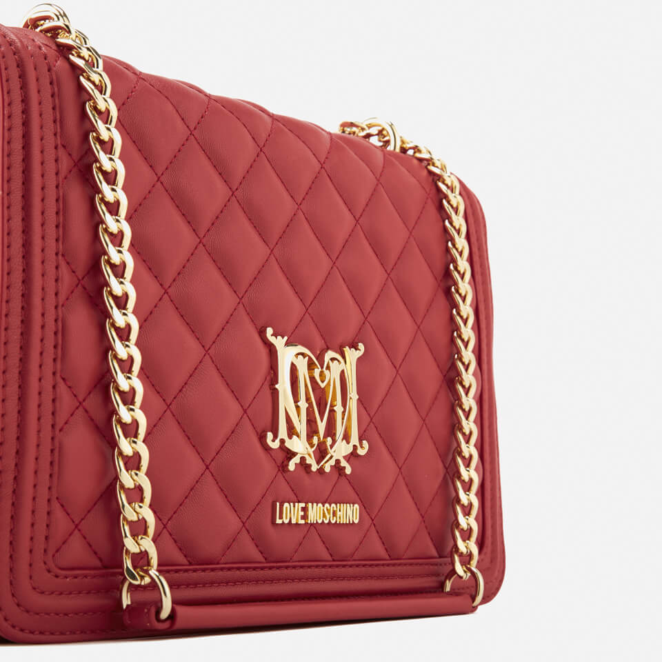 Love Moschino Women's Quilted Medium Flap Shoulder Bag - Red