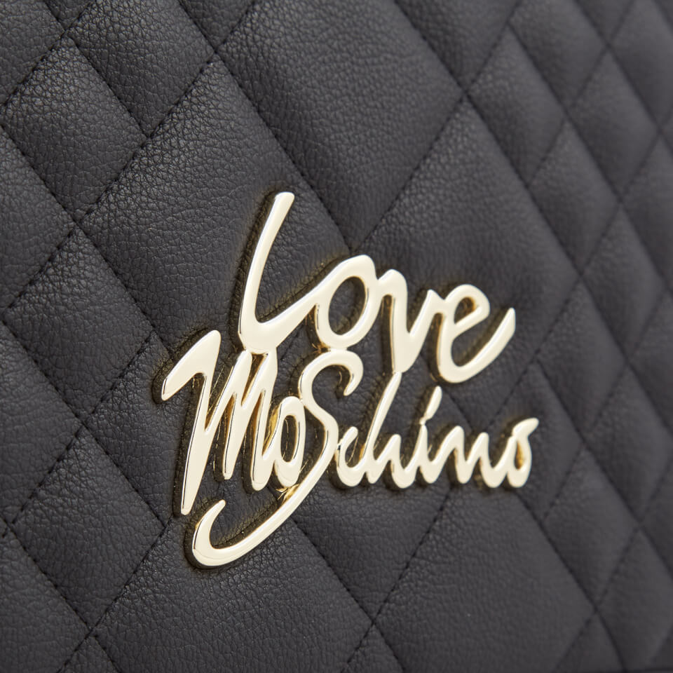 Love Moschino Women's Matt Quilted Flap Shoulder Bag - Black