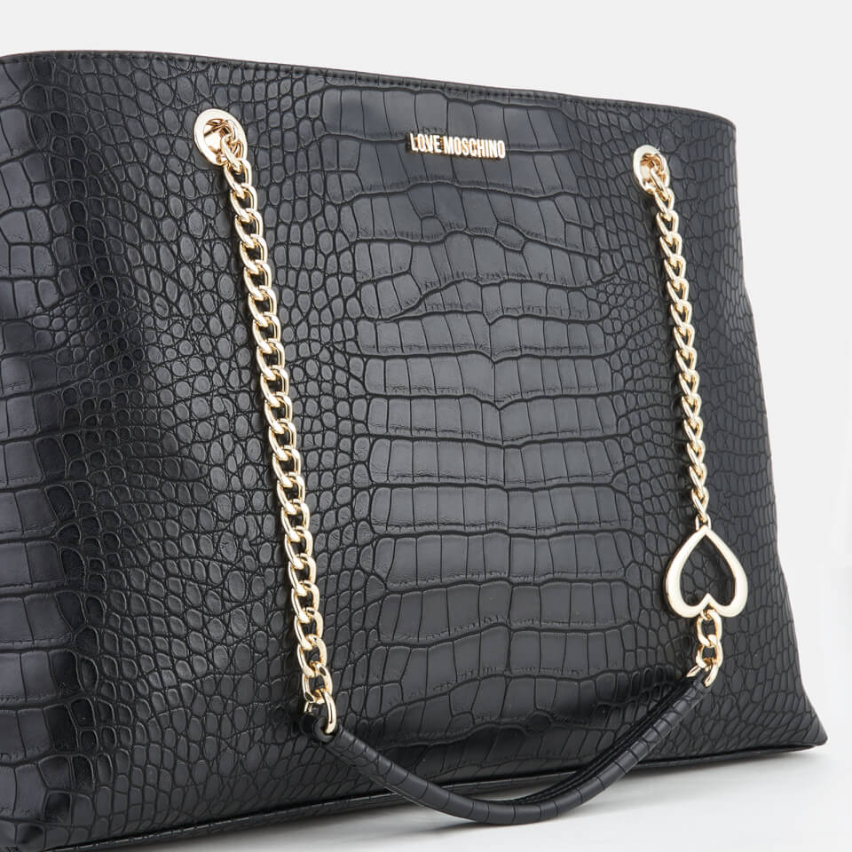 Love Moschino Women's Croc Shopper Tote Bag - Black