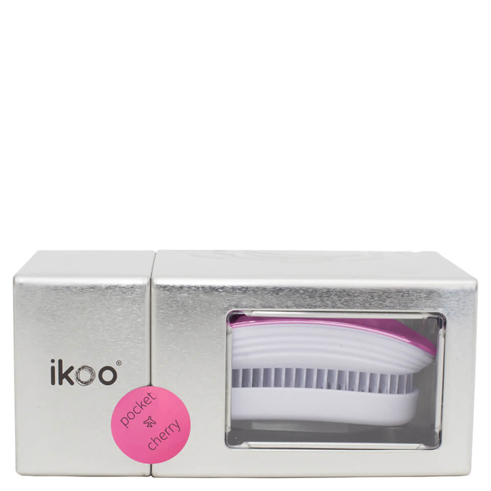 ikoo Pocket Hair Brush - White - Cherry Metallic