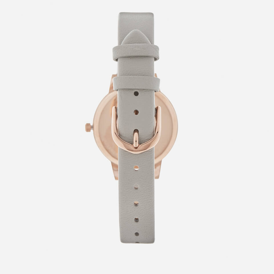 Olivia Burton Women's White Dial Midi Watch - Grey/Rose Gold