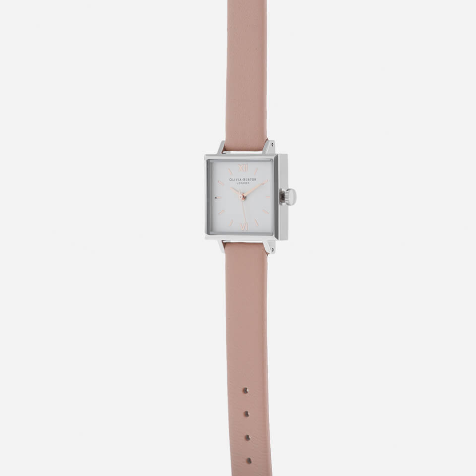 Olivia Burton Women's Midi Square Dial Watch - Dusty Pink, Silver/Rose Gold