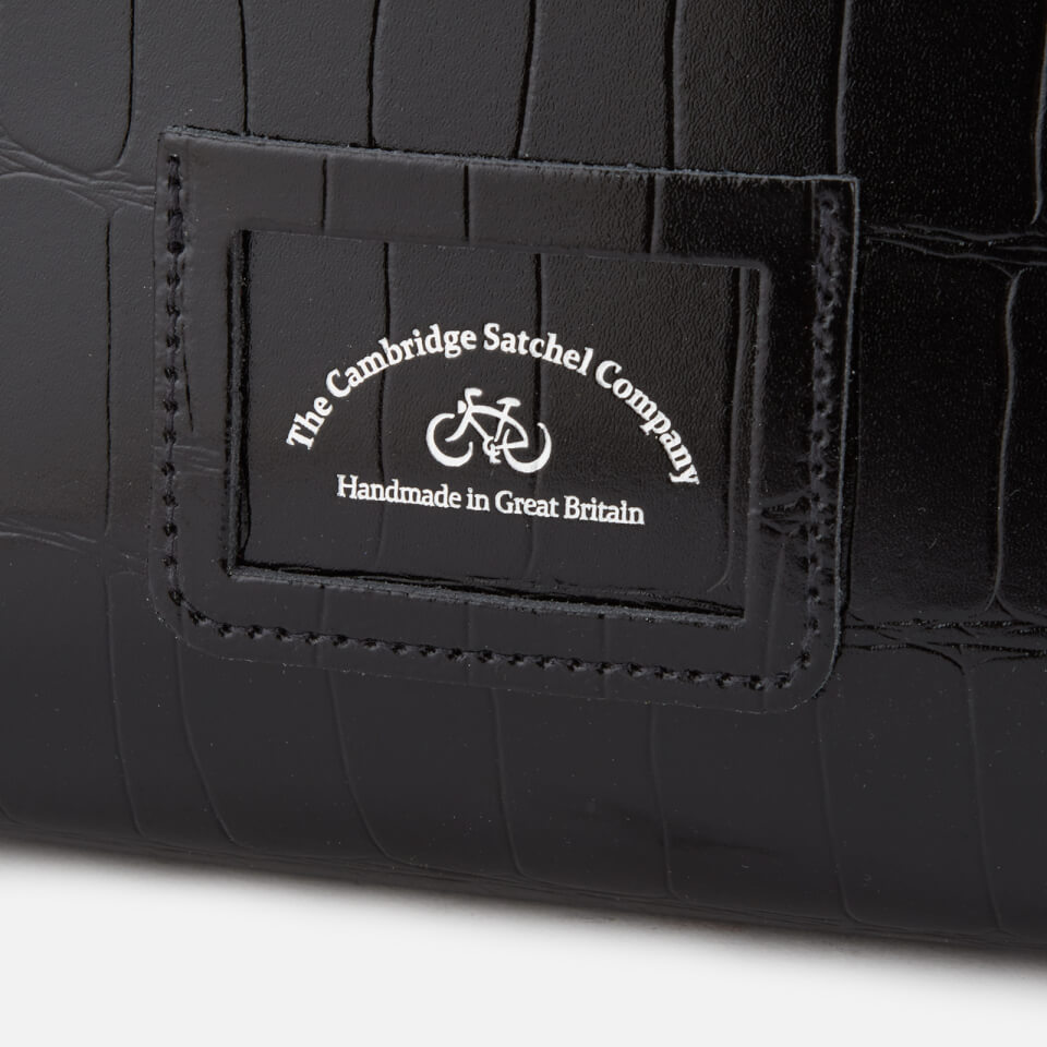 The Cambridge Satchel Company Women's Large Push Lock Bag - Black Patent Croc