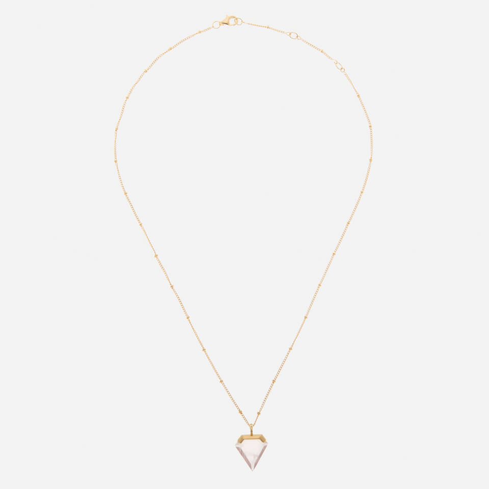 Missoma Women's Rose Quartz Shield Pendant and Gold Beaded Chain - Gold/Pink