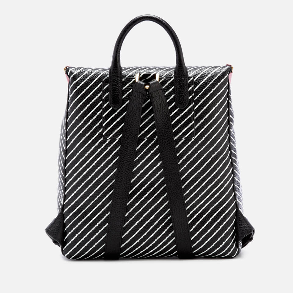 Lulu Guinness Women's Diagonal Stripes Jasmina Backpack - Black/Chalk