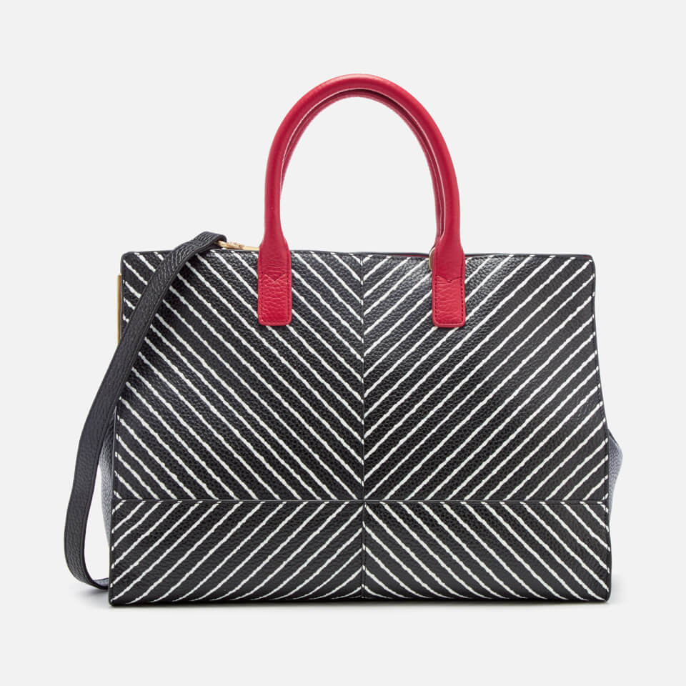 Lulu Guinness Women's Diagonal Stripes Daphne Tote Bag - Black/Chalk
