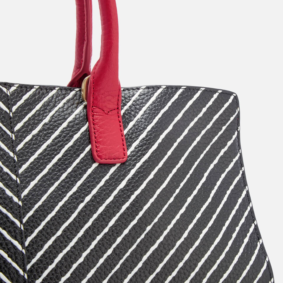 Lulu Guinness Women's Diagonal Stripes Daphne Tote Bag - Black/Chalk