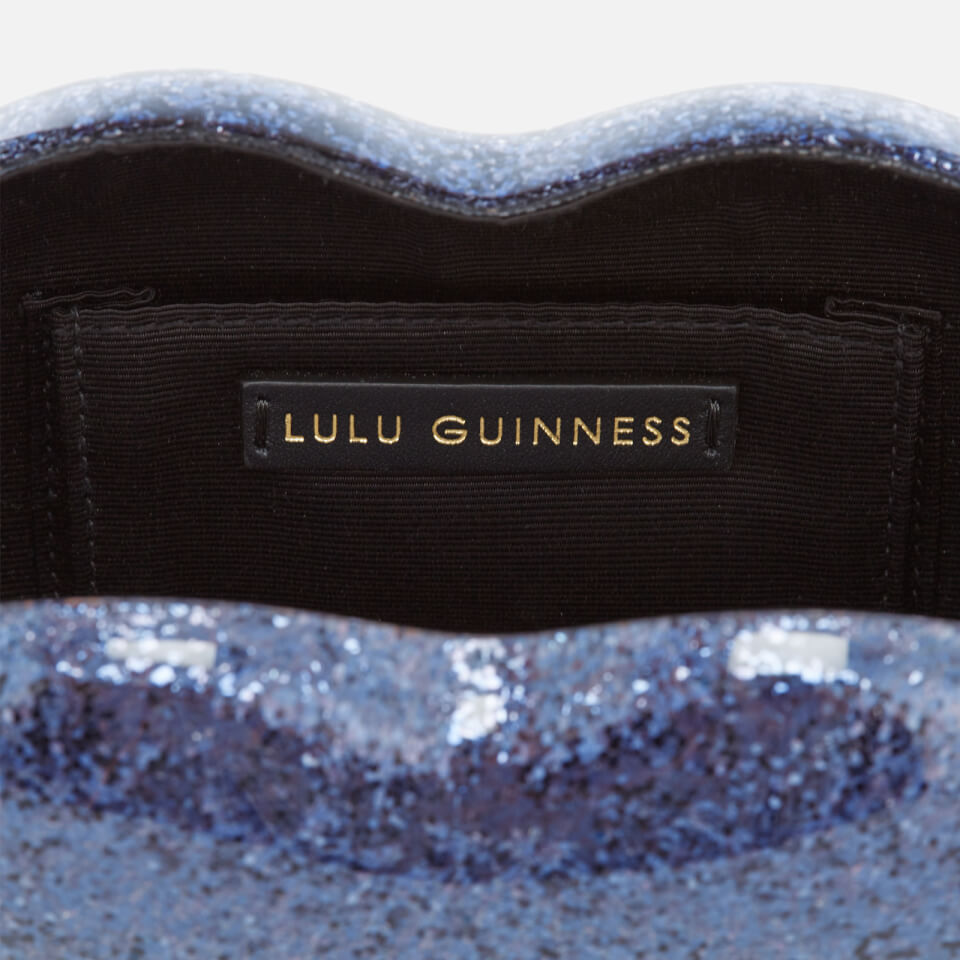 Lulu Guinness Women's Glitter Perspex Lips Clutch Bag - Midnight