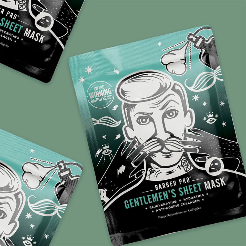 BARBER PRO Gentlemen's Sheet Mask Rejuvenating and Hydrating with Anti-Ageing Collagen