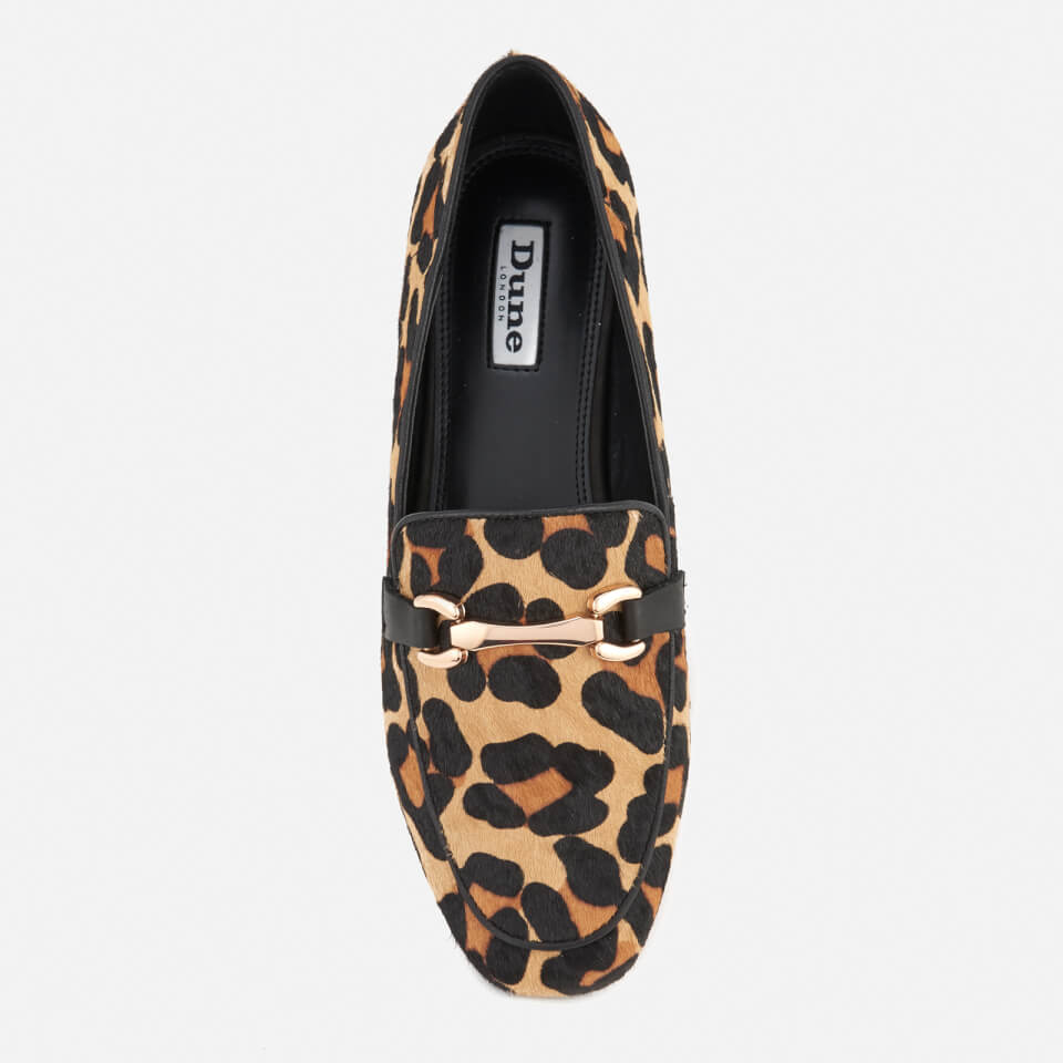 Dune Women s Lolla Leather Loafers Leopard Pony Allsole