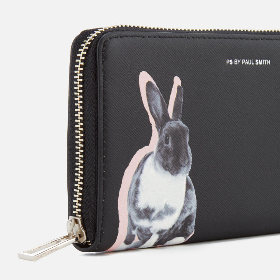 PS by Paul Smith Women's Large Zip Around Lucky Rabbit Purse - Black